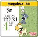 Etos Woezel & Pip Luiers Maxi Maat 4 - 7-18 kg - Maandbox 168 stuks (3x56 stuks)