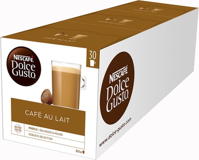 Nescafé Dolce Gusto capsules Cafe au Lait - voordeelverpakking - 90 koffiecups - geschikt voor 45 koppen koffie - Dolce Gusto cups
