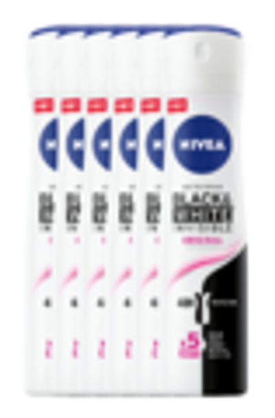 Nivea Black & White Invisible Original Deodorant Spray - 6 x 150 ml