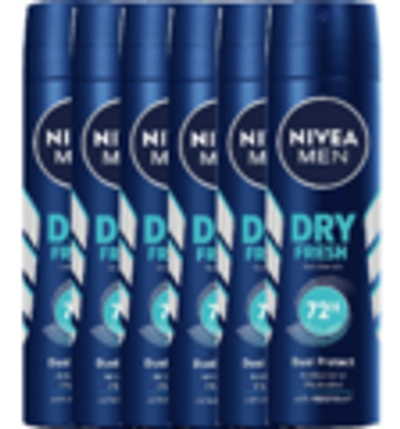 Nivea Men Dry Fresh Deodorant Spray - 6 x 150 ml