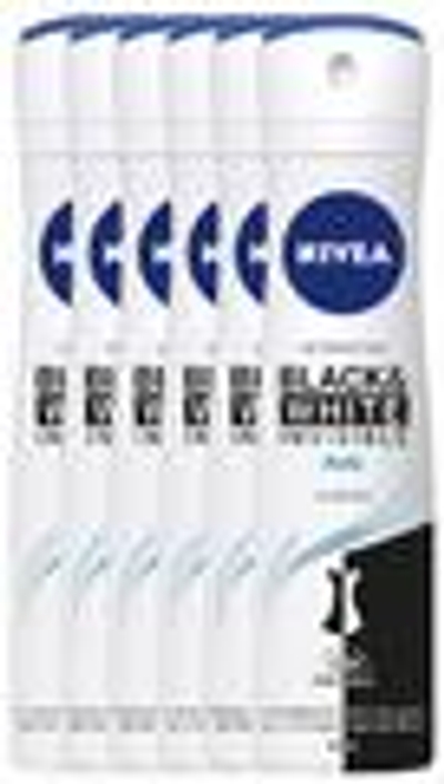 Nivea Black & White Invisible Pure Deodorant Spray - 6 x 150 ml