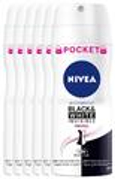 Nivea Black & White Invisible Original Deodorant Spray Pocket Voordeelverpakking 6x100 ml
