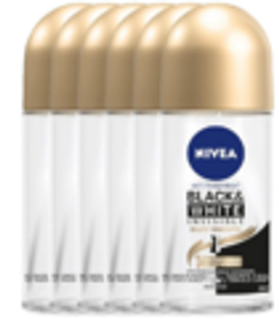 Nivea Black & White Silky Smooth Deodorant Roller - 6 x 50 ml