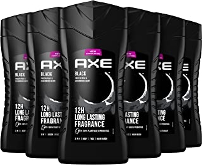 AXE Black 3-in-1 Douchegel, ruik tot wel 12 uur lang onweerstaanbaar - 6 x 250 ml - Voordeelverpakking