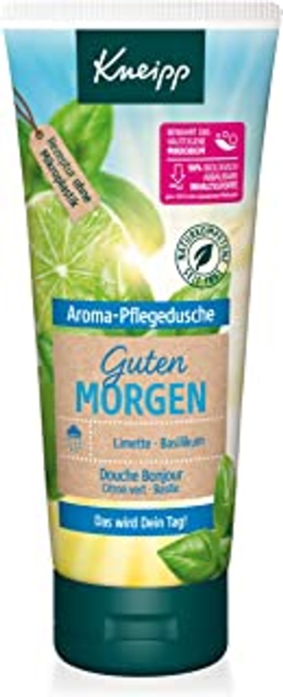 Kneipp Aroma-verzorgende douchegel Guten Morgen, verfrissende douchegel met etherische limoenolie en natuurlijk basilikumeextract, behoudt het huideigen microbioom, zonder microplastic, 200 ml