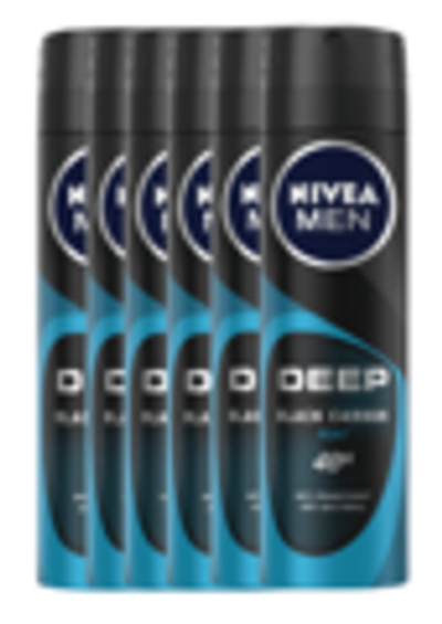 Nivea Men Deep Black Carbon Beat Anti-Transpirant Spray - 6 x 150 ml