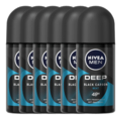 Nivea Men Deep Black Carbon Beat Anti-Transpirant Roller Voordeel 6x50 ml