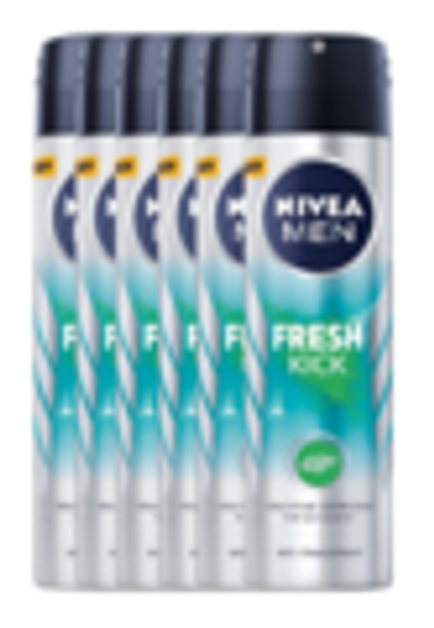 Nivea Men Fresh Kick Anti-Transpirant Spray - 6 x 150 ml