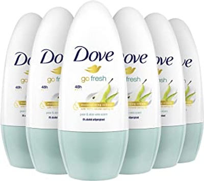 Dove Go Fresh Pear & Aloe Vera Anti-Transpirant Deodorant Roller, biedt tot 48 uur bescherming tegen zweet en hydrateert de huid - 1 x 50 ml - Voordeelverpakking