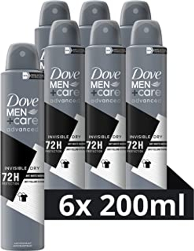 Dove Men+Care Advanced Invisible Dry Anti-Transpirant Deodorant Spray, biedt tot 72 uur bescherming tegen zweet - 6 x 200 ml - Voordeelverpakking