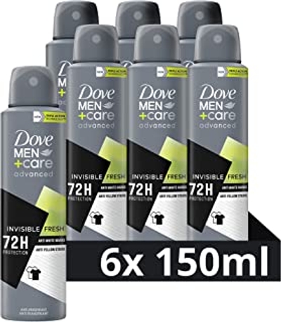 Dove Men+Care Advanced Invisible Fresh Anti-Transpirant Deodorant Spray, biedt tot 72 uur bescherming tegen zweet - 6 x 150 ml - Voordeelverpakking
