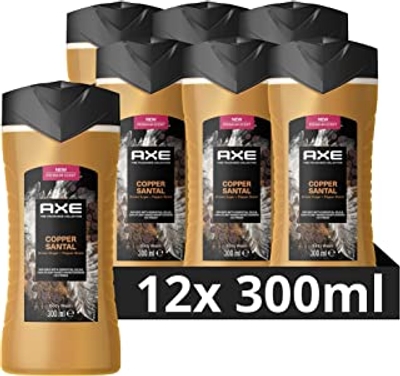 AXE Fine Fragrance Collection Copper Santal Douchegel, voor 12 uur frisheid met de geur van premium parfum - 6 x 300 ml - Voordeelverpakking