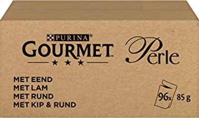 Gourmet Perle Mini Filets in Saus Kattenvoer, Natvoer met Eend, Lam, Rund, Kip en Rund - 96x85g - 96 portiezakjes; 8,16kg - natvoer katten