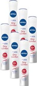 NIVEA Dry Comfort Deodorant Spray - Anti-Transpirant - Droog gevoel - 72 uur bescherming - Met mineralen en DryPlus-systeem - Alcoholvrij - 6 x 200 ml