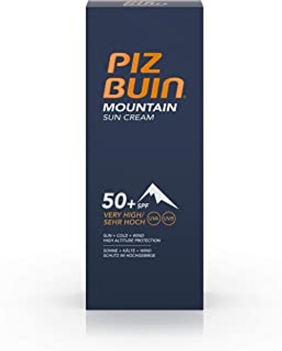 Piz Buin Mountain zonnecrème met SPF 50+, zonwering speciaal voor skiën en wandelen, tegen wind en kou, 50 ml