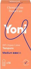 Yoni 100% Biologisch Katoenen Tampons - Medium - 16 stuks
