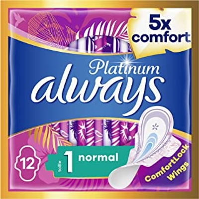 Always Platinum Normal Maat 1 met Vleugels Maandverband - 12 stuks