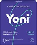 Yoni Maandverband met Vleugels Heavy, Zonder Chemicaliën en van Biologisch Katoen, Zonder Plastic en Niet Geparfumeerd, Hypoallergeen, 10 Stuks