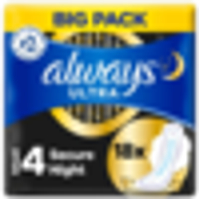 Always Maandverband Ultra Secure Night met vleugels maat 4 - 18 stuks