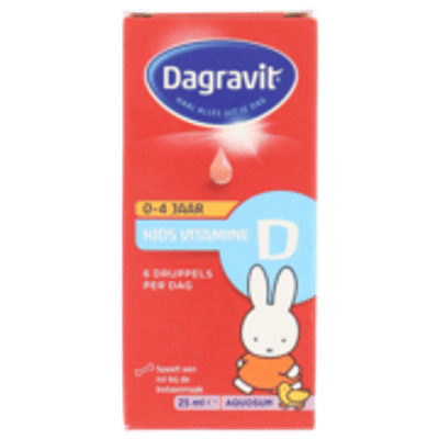 Dagravit Kids Vitamine D Aquosum - Vitamine D speelt een rol bij de botaanmaak - Nijntje - 25 ml