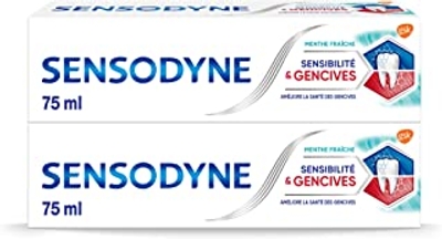 Sensodyne Tandpasta voor gevoeligheid en tandvlees, verse munt, behandeling van gevoelige tanden en tandvlees, 2 x 75 ml