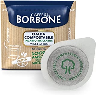 Caffè Borbone Koffiecomposteerbare pods, recyclebare verpakking, blauwe mix, 150 stuks, compatibel met ESE-systeem papieren pads 44 mm