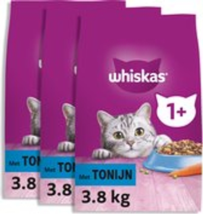 Whiskas 1+ Kattenbrokken - Tonijn - zak 3 x 3.8 kg
