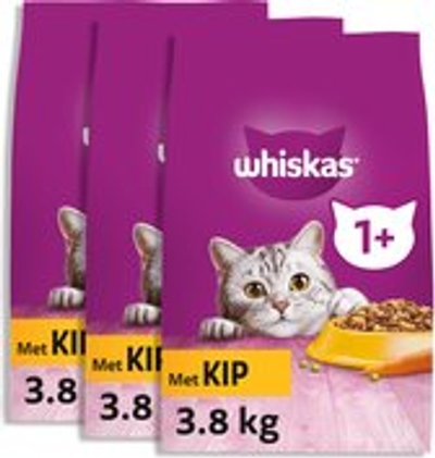 Whiskas 1+ Kattenbrokken - Kip - zak 3 x 3.8 kg