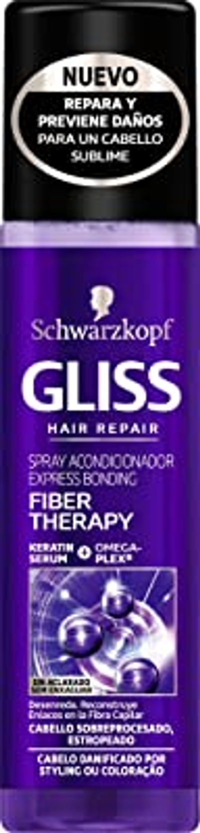Gliss Express Fiber Therapy Conditioner, zonder uitspoelen voor herwerkt haar stijltang en/of inkt - 200 ml - Schwarzkopf