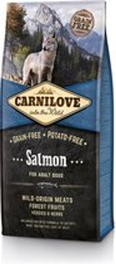 Carnilove Adult granenvrij hondenvoer Zalm 12kg met 70% vis! hondenbrokken