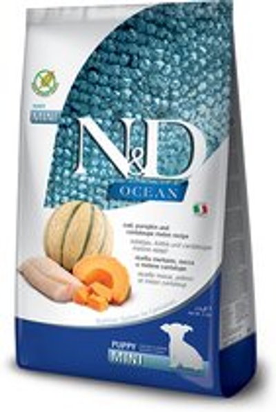 Voer Farmina N&D Puppy/junior Meloen Vis Pompoen Kabeljauw 800 g hondenbrokken