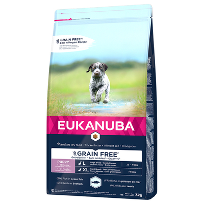 Eukanuba Grain Free Puppy Large Breed Zalm Hondenvoer - 3 kg - hondenbrokken