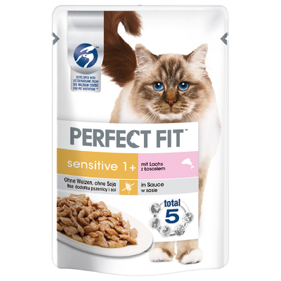 12x85g Sensitive 1+ Zalm Perfect Fit Kattenvoer - natvoer katten