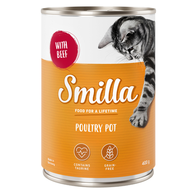 24x400g Gevogelte- en Vispannetje Mals Gevogelte met Rund Smilla Kattenvoer - natvoer katten