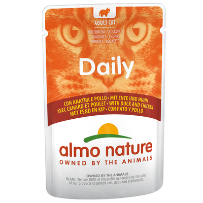 24x70g Maaltijdzakjes Eend & Kip Almo Nature Daily Menu Kattenvoer - natvoer katten