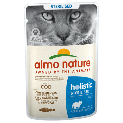 12x70g Sterilised Kabeljauw Almo Nature Holistic Kattenvoer - natvoer katten
