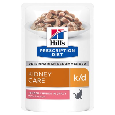 12x85g Feline K/D Maaltijdzakjes Renal Health Zalm Hill's Prescription Diet Kattenvoer - natvoer katten
