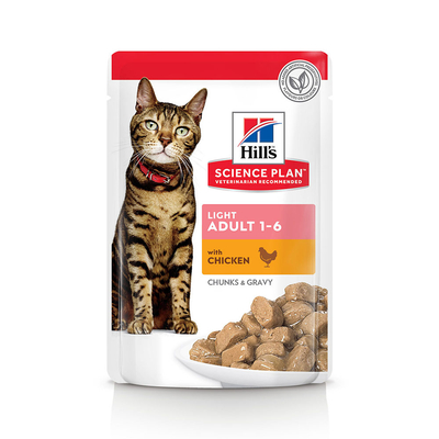 48x85g Feline Adult Light maaltijdzakjes Kip Hill's Science Plan Kattenvoer - natvoer katten