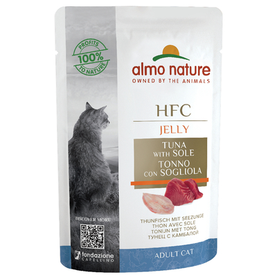 6x55g Jelly maaltijdzakjes Tonijn & Zeetong Almo Nature HFC Kattenvoer - natvoer katten