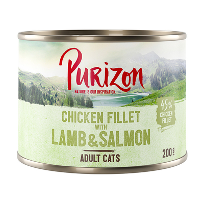 Voordeelpakket: Purizon Adult 24 x 200 g Kattenvoer - Kipfilet met Zalm & Lam - natvoer katten