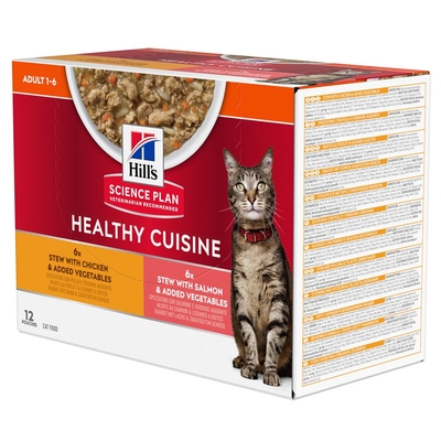 Hill's Science Plan Adult Healthy Cuisine met Kip & Zalm - 12 x 80 g - natvoer katten