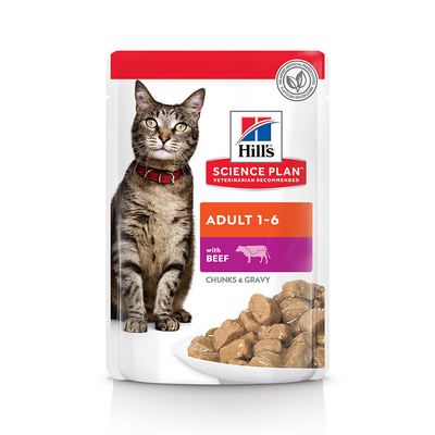 48x85g Feline Maaltijdzakjes Rund Hill's Science Plan Kattenvoer - natvoer katten