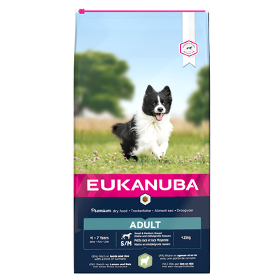 Eukanuba Small/Medium Adult Lam & Rijst 2 x 12 kg - hondenbrokken