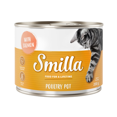 Smilla Gevogeltepannetje Kattenvoer 6 x 200 g - Mals Gevogelte met Zalm - natvoer katten
