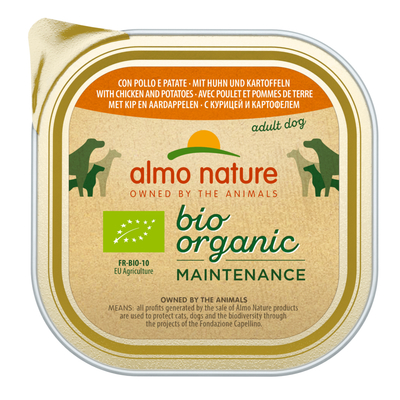 9x300g Almo Nature BioOrganic Maintenance Kip & Aardappelen Hondenvoer - natvoer honden