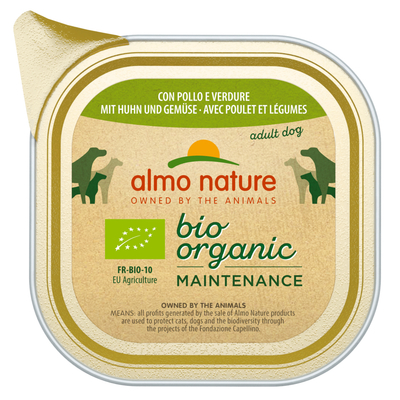 6x100g Almo Nature BioOrganic Maintenance Kip & Groente Hondenvoer - natvoer honden