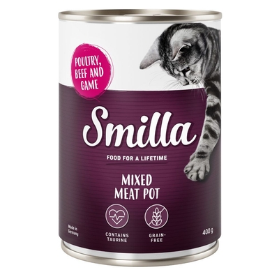 Smilla Multivleespotje Gevogelte, Rund en Wild 6x400g  - natvoer katten