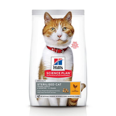 3kg Young Adult Sterilised Cat Kip Hill's Science Plan Kattenvoer - kattenbrokken