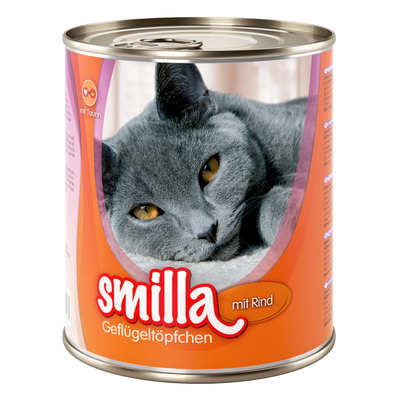 24x800g Gevogeltepannetje Gevogelte met Rund Smilla Kattenvoer - natvoer katten