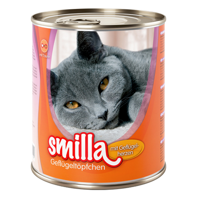 24x800g Gevogeltepannetje Gevogelte met Gevogelteharten Smilla Kattenvoer - natvoer katten